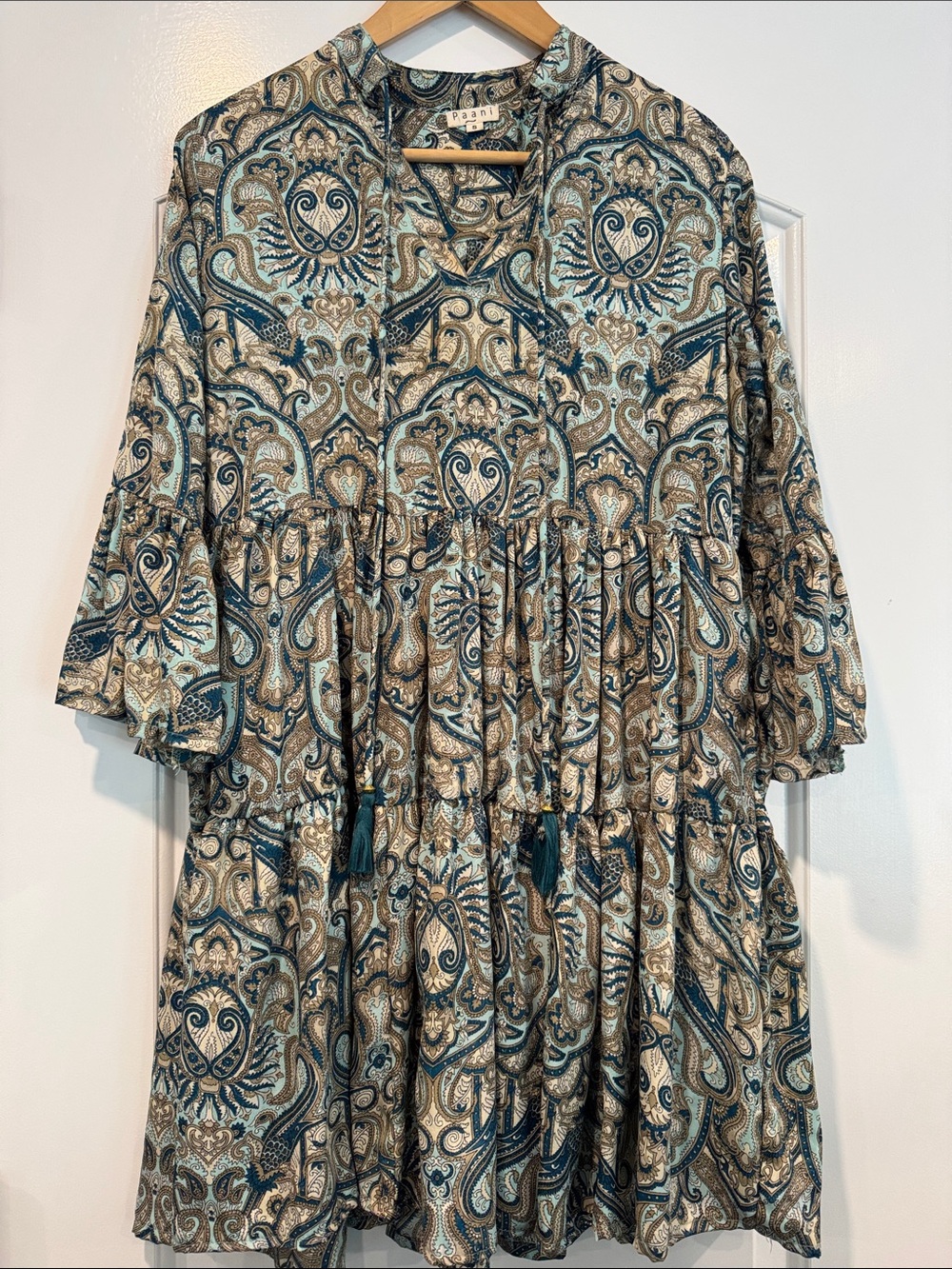 Paani Boho Baby Doll Paisley Dress Size Small
